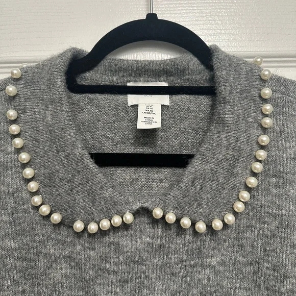 H&M Gray Sweater with Pearl Detail - Picture 2 of 2